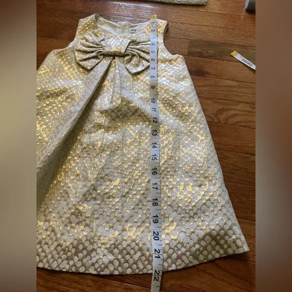 Metallic Gold Circle Dots Dress Girls 3-4 Formal Glam Resort Party - Picture 7 of 7